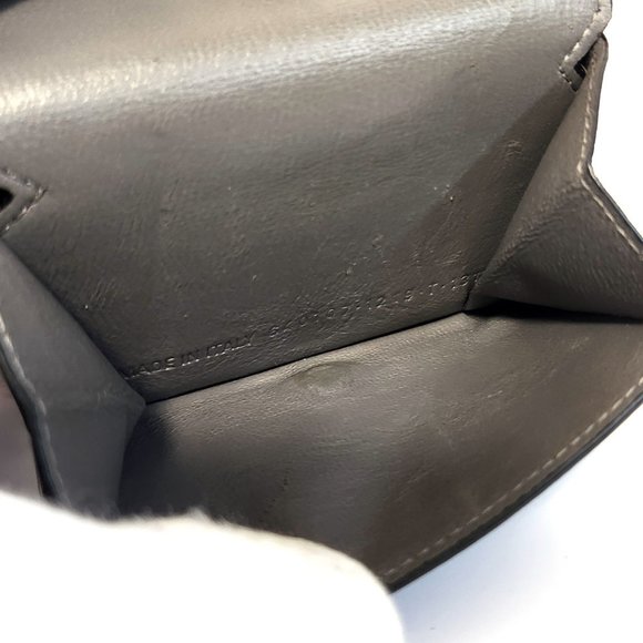 BALENCIAGA Tri-fold Wallet Compact 640107 Grey Leather Folding Women Men - Picture 9 of 11